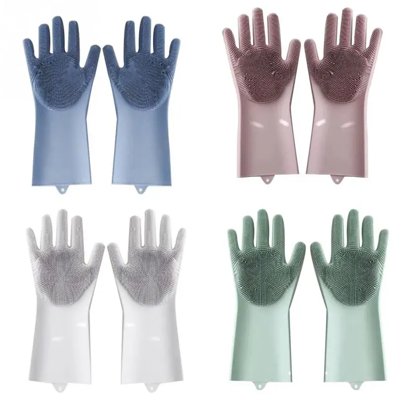 1 пара многоцелевой силиконовый магический скруббер перчатки для чистки Sova |