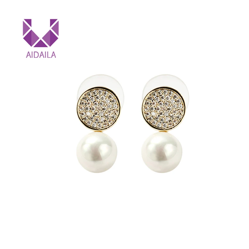 

Women Dangle Drop Earrings with AAA + Cubic Zirconia Zircon Earrings with Pearl New Fashion Design Women Bridesmaid Gift
