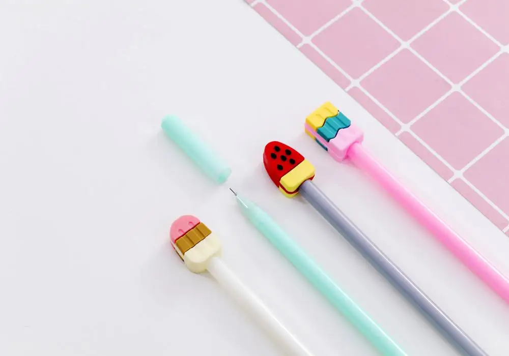 24 шт./лот летнее мороженое крутые черные гелевые чернила ручки для письма офисные