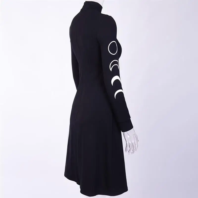 Харадзюку Готический женское платье повседневные свободные длинные тёмные