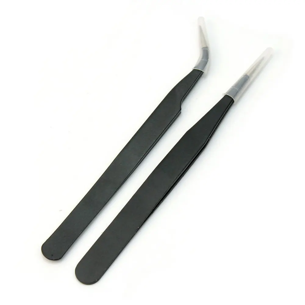 Hot Tweezer Nail Art Rhinestones Extension Straight Curved Tool Set-Black | Инструменты