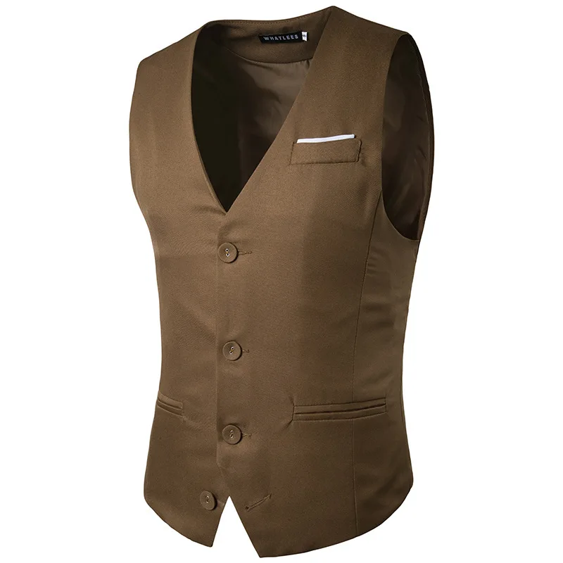 

Men's vest Europe and America three button color matching single row men's gentleman suit vest