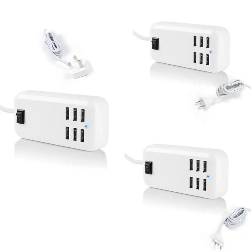 Сетевой фильтр 3A/5V AC Розетка ЕС/Великобритания/США Plug 6 USB универсальное зарядное