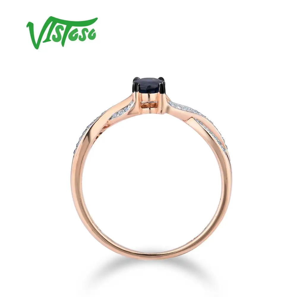VISTOSO золотые кольца для женщин Подлинная 14 K 585 розовое золото кольцо сверкающий