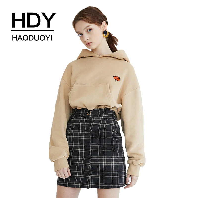 Толстовка с капюшоном HDY haoduoyi Зимние флисовые одноцветные свитера|Женские