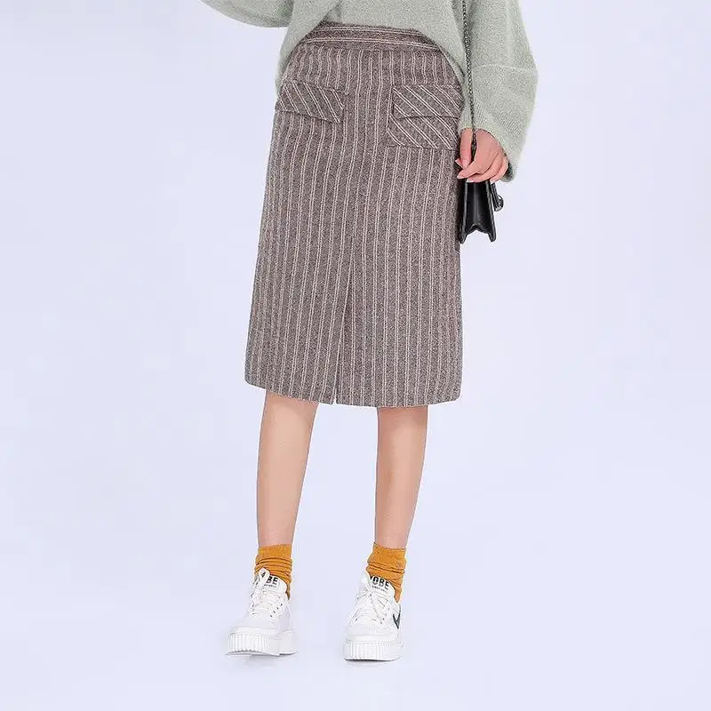Dames Kleding корейский стиль Saia De Couro фестиваль Faldas Largas Elegantes Костюмы Женские полосатые