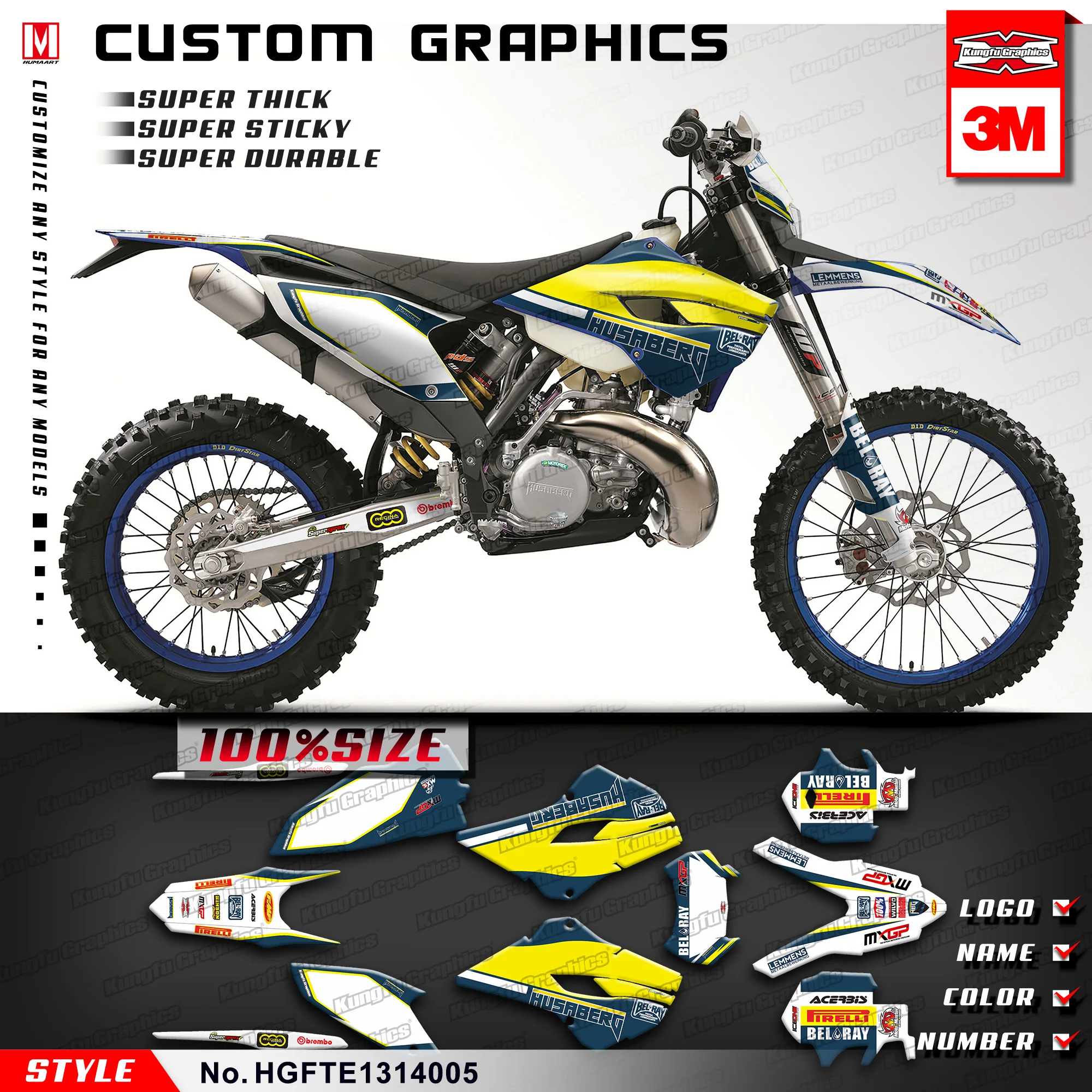 Виниловая пленка KUNGFU стикеры мотокросса для Husaberg TE 125 250 300 / FE 350 450 501 2013 2014 (Стиль