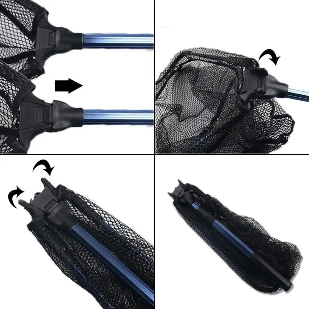 

90cm Fishing Landing Net Aluminum alloy Triangular Fish Net With Folding Retractable Telescoping Pole