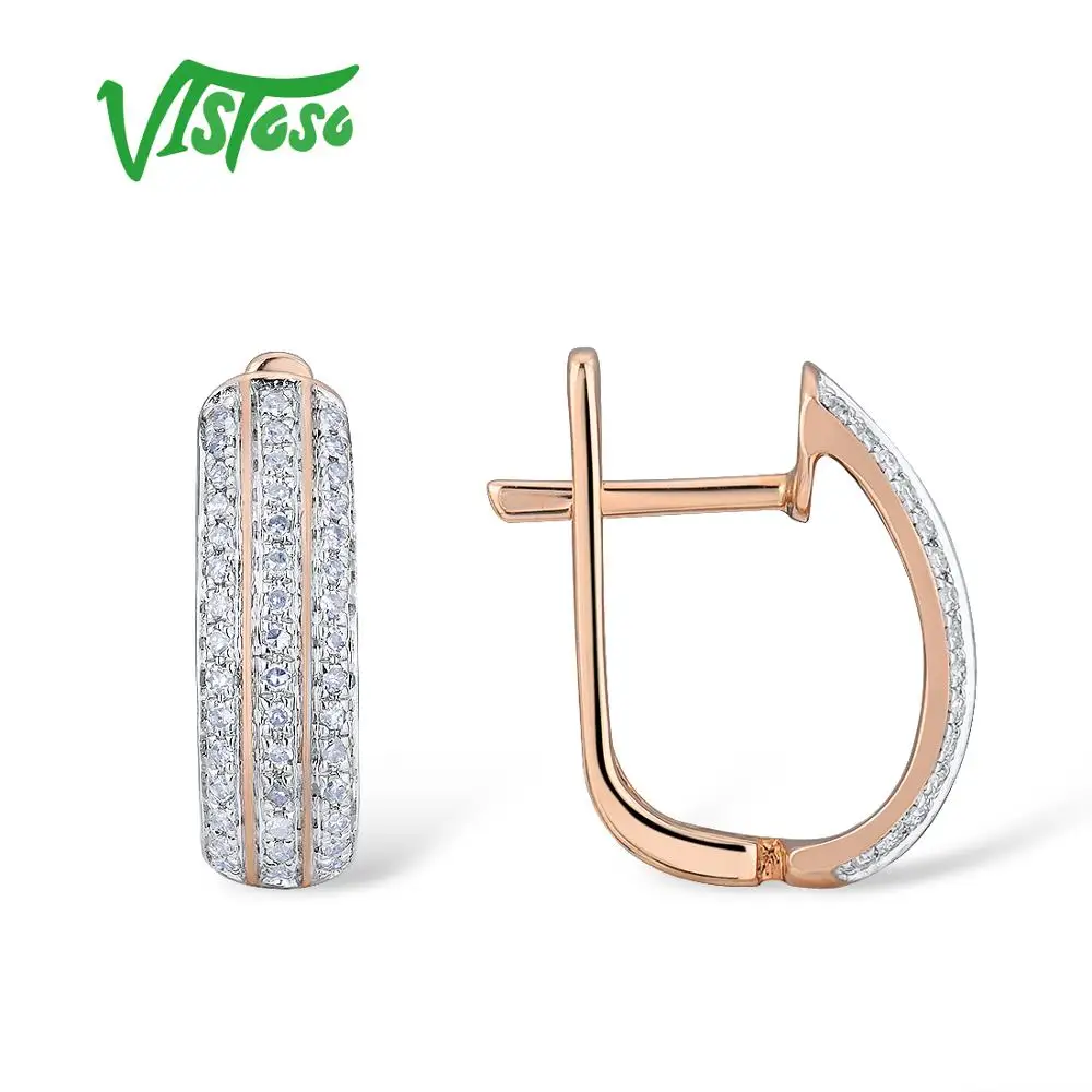 Женские Золотые сережки с бриллиантами VISTOSO розовое золото 14 к 585 пробы со