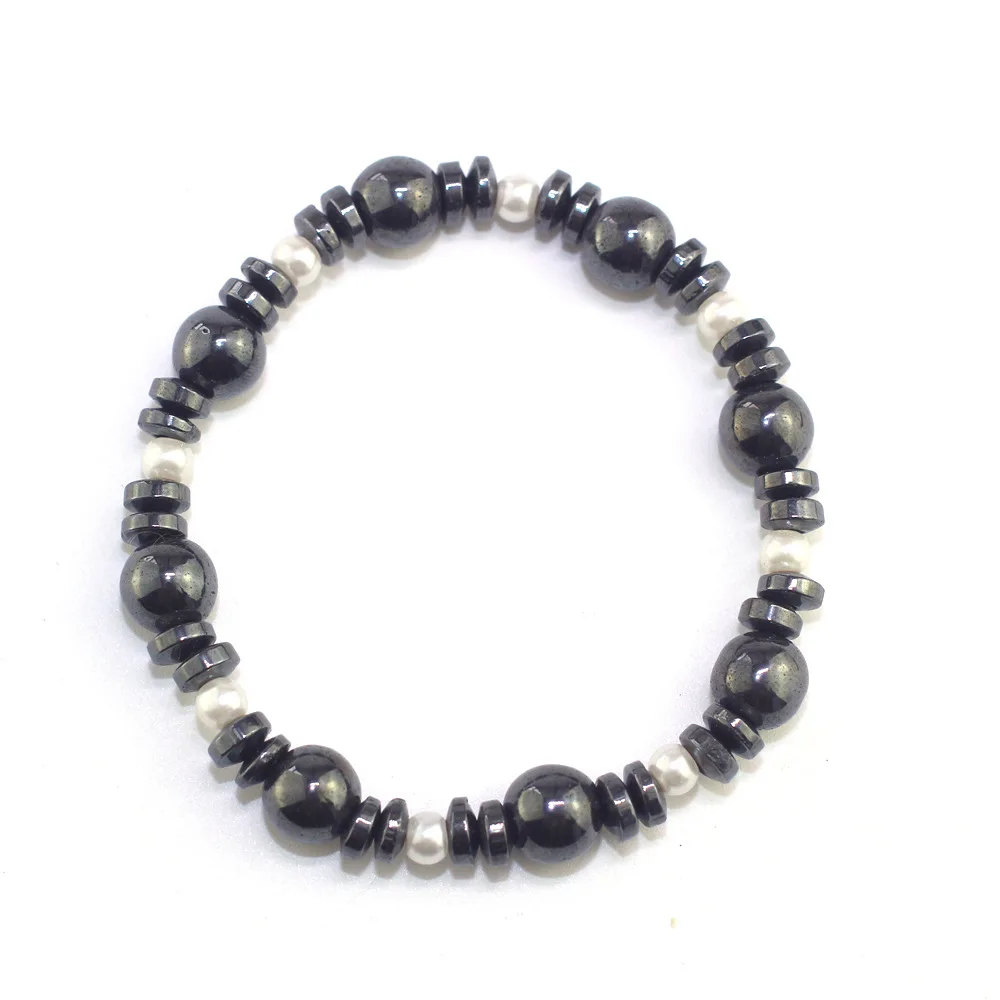 8 PCT Bead Clip Anti-fatigue Men Bracelet Magnetic Therapy Health Care Black Gallstone Elastic Bracelets | Украшения и аксессуары