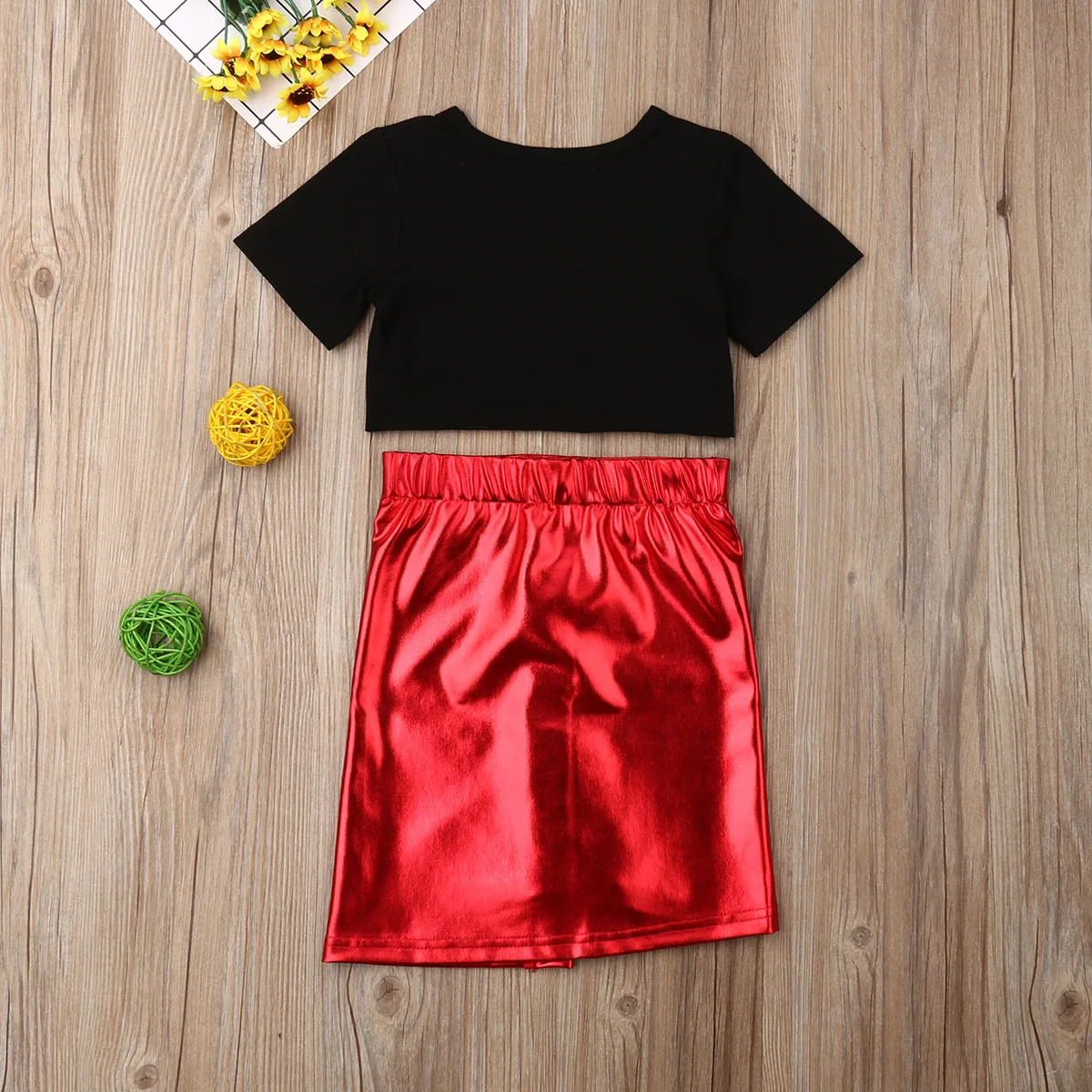Детский комплект из 2 предметов для девочек модная укороченная футболка с