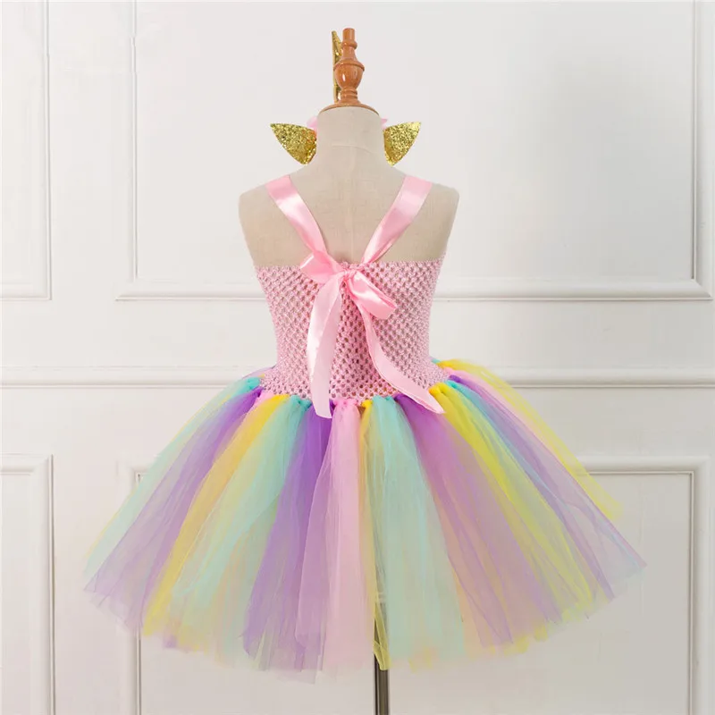 

Girls Rainbow Unicorn Costume Cosplay Birthday Party Tutu Princess Dress Children Kids Halloween Costume For Kids
