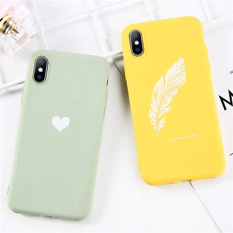 USLION Luminous Crown Love Heart Phone Case For iPhone 11 Pro Max X XR Xs Candy Color Soft TPU 6 6s 7 8 Plus | Мобильные телефоны и