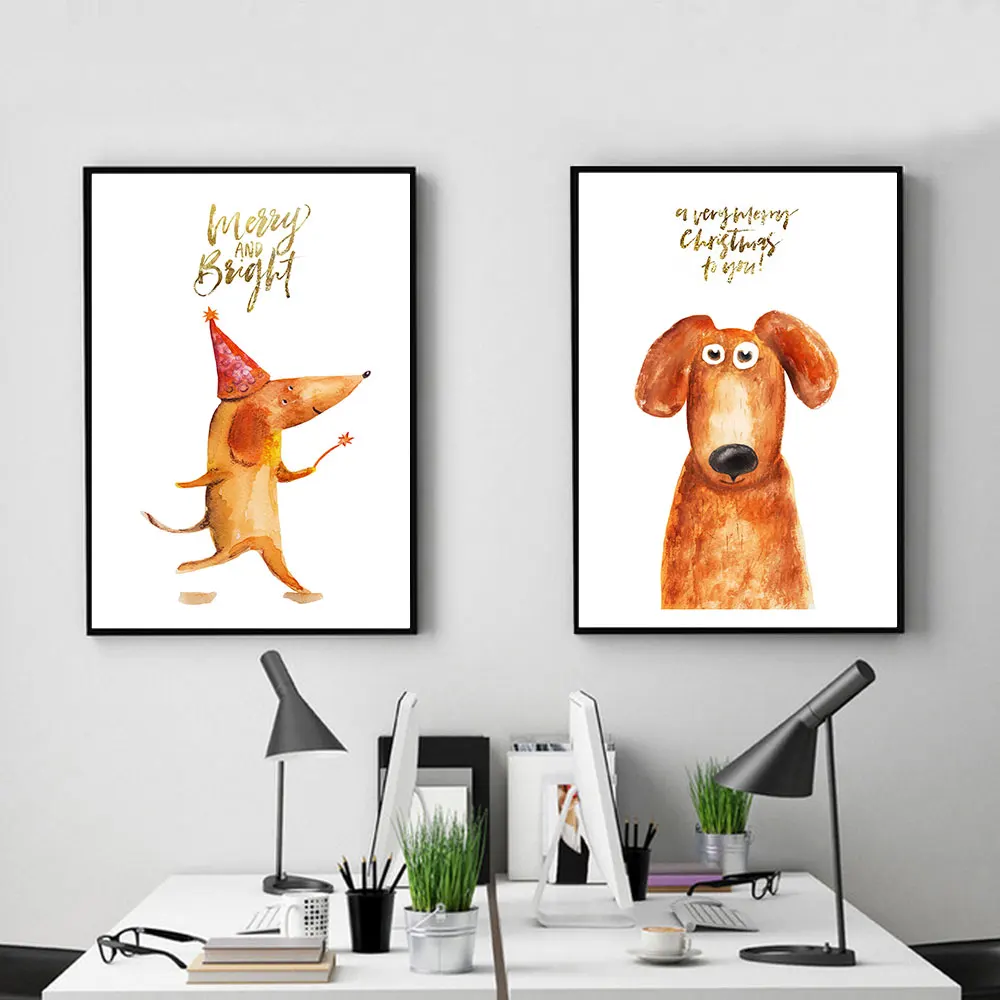 AAVV Posters and Prints Print on Canvas Wall Art Animal Picture for Living Room Home Decor Cartoon Dog Owl Mouse No Frame | Дом и сад
