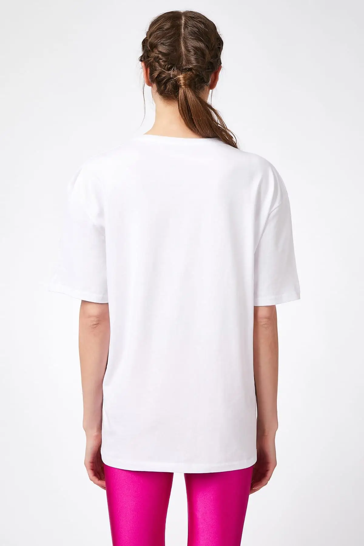 Happiness ist. Women's White Printed Wide Cut Cotton Combed Tshırt 6077 CR00183 | Женская одежда
