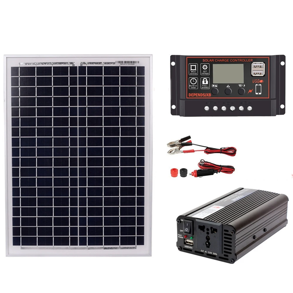 Горячая продажа 18V20W солнечная панель + 12 V/24 V контроллер 1500W инвертор Ac220V комплект