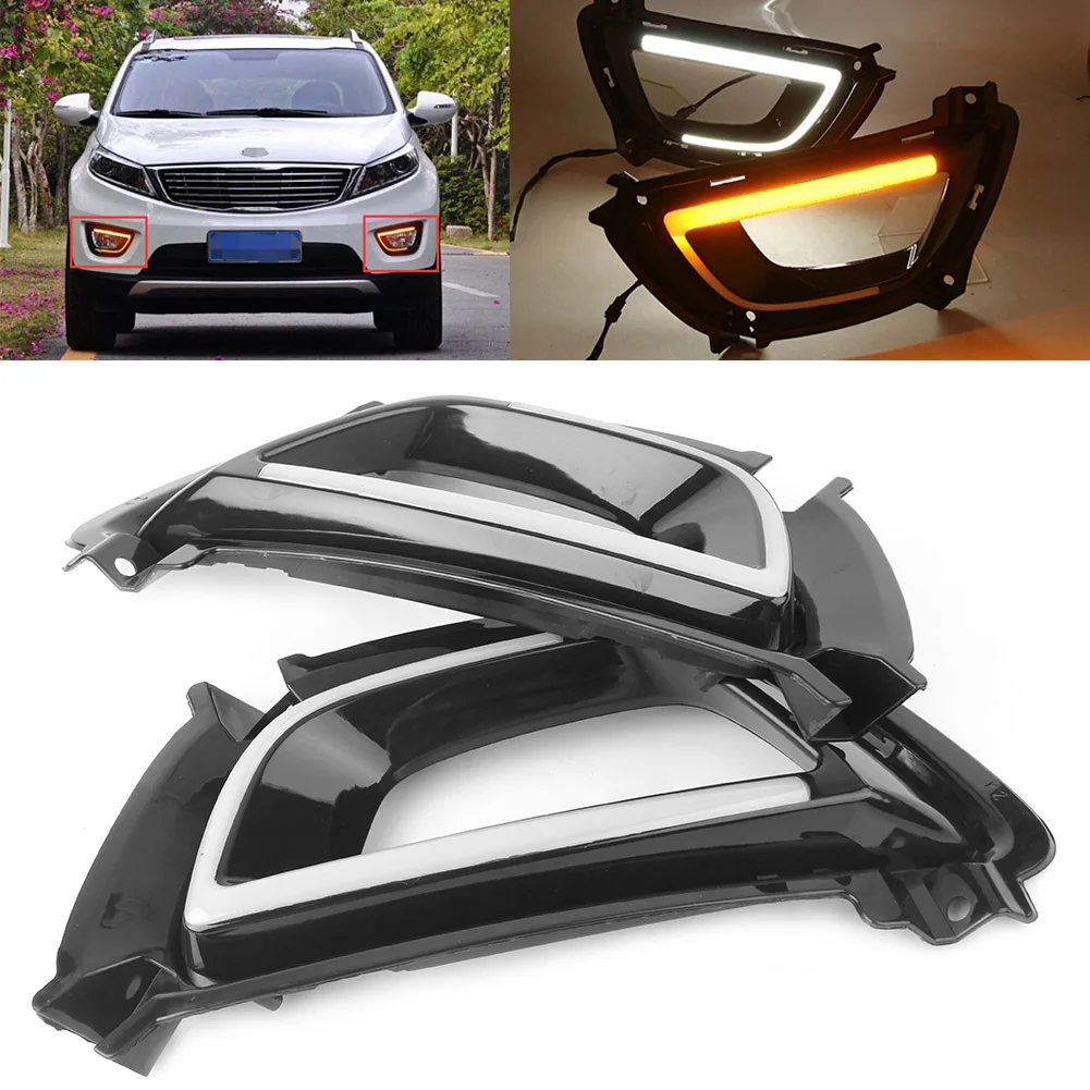 DRL светодиодсветодиодный дневные ходовые огни противотуманные фары для Kia Sportage R