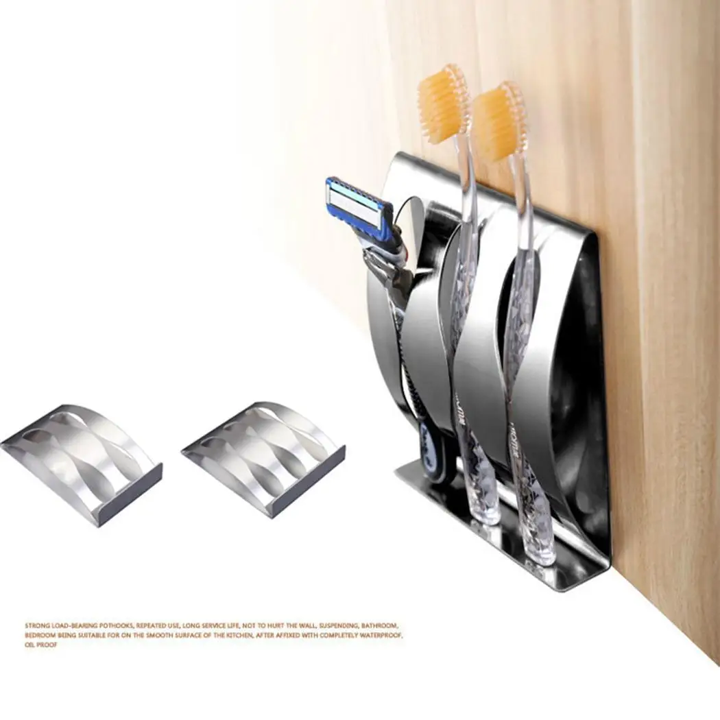 Wall Mount Toothbrush Holder 3/2 Hook Self Adhesive 150g(2 holes) 210g(3 Bathroom Accessories Silver | Дом и сад