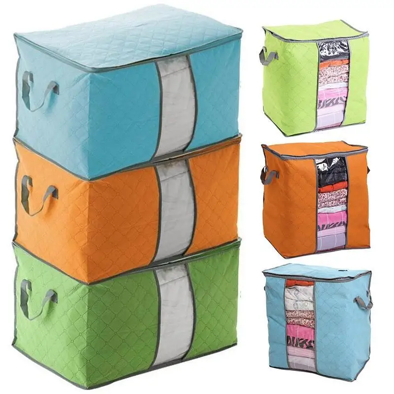 Lasperal Quilt Storage Bags Cotton Home Organizer Portable Anti-dust Wardrobe Bamboo Clothes Bag Pouch Box | Дом и сад
