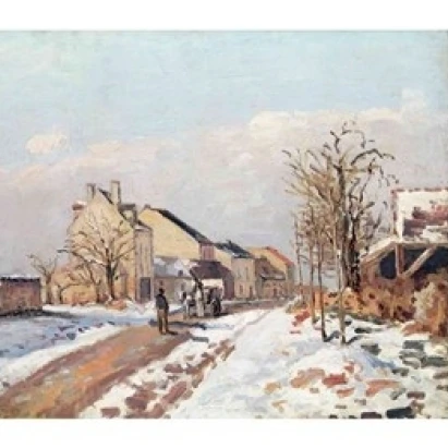 The Road from Gisors to Pontoise Snow Effect 1872 постер печать на Камиль Писсарро (24x18) | Дом и сад