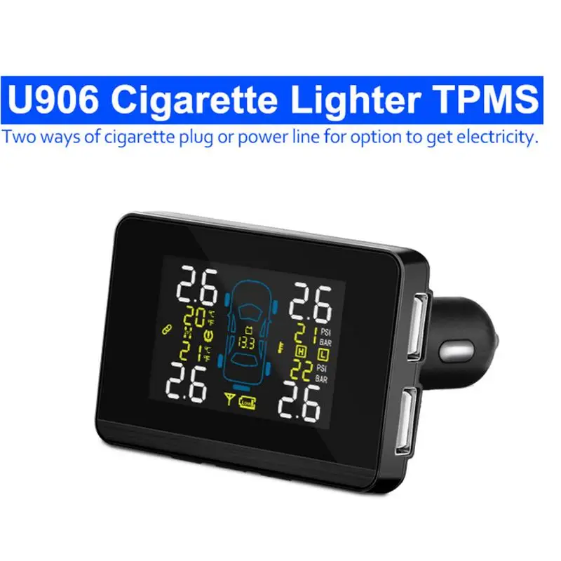 Универсальная автомобильная Беспроводная система контроля давления в шинах TPMS 4