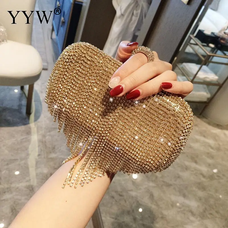 Золотистая серебристая вечерняя сумка-клатч кошелек для женщин Bling Стразы