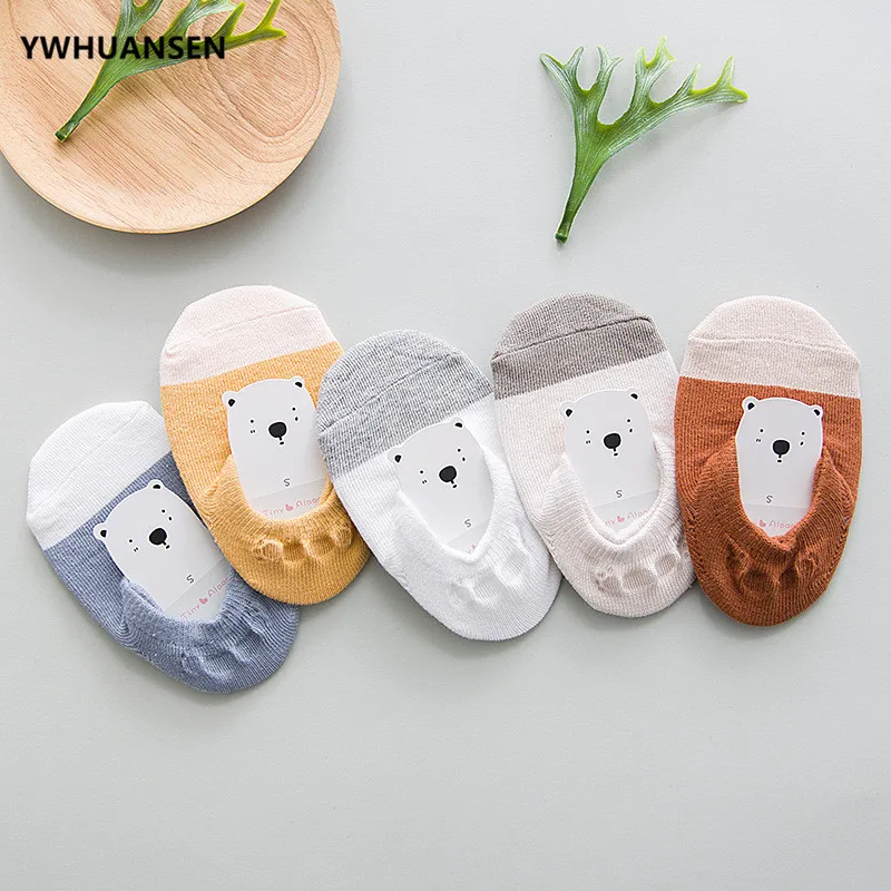 Летние детские короткие носки YWHUANSEN 5 пар/лот хлопковые тонкие Нескользящие милые