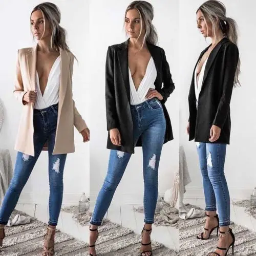 2019 Fashion Hot Women Office Ladies Suit Coat Solid Business Blazer Long Sleeve Jacket Outwear | Женская одежда