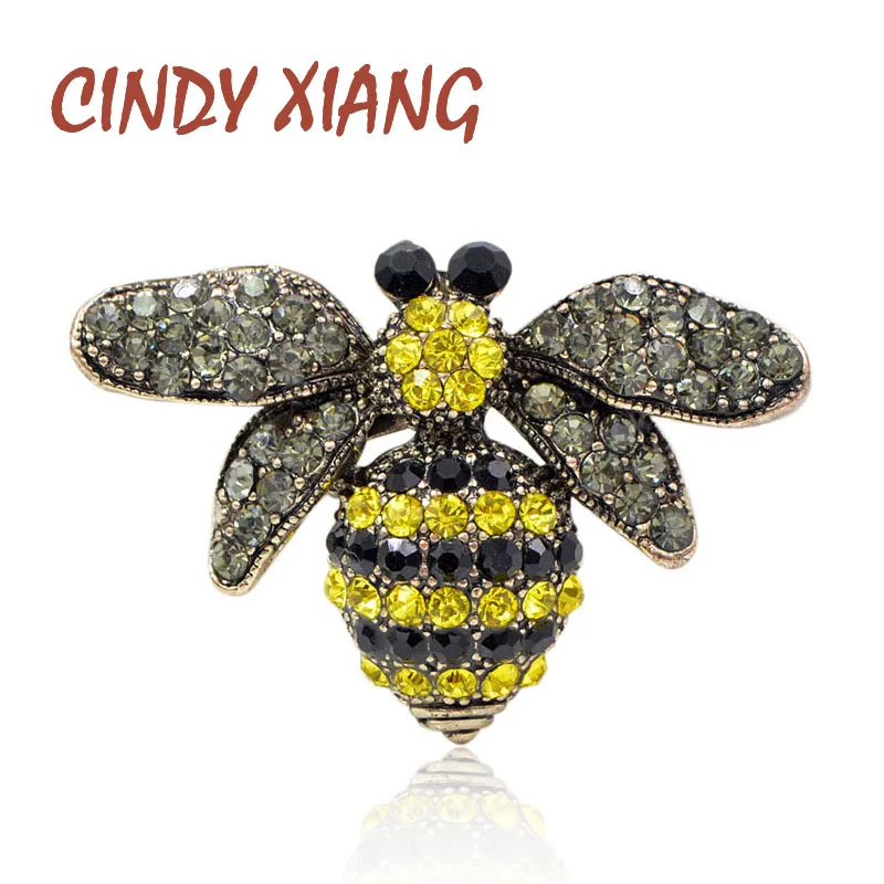 

CINDY XIANG Yellow Color Rhinestone Bee Brooches for Women Honeybee Style Brooch Pin Summer T-shirt Accessories Vintage Style