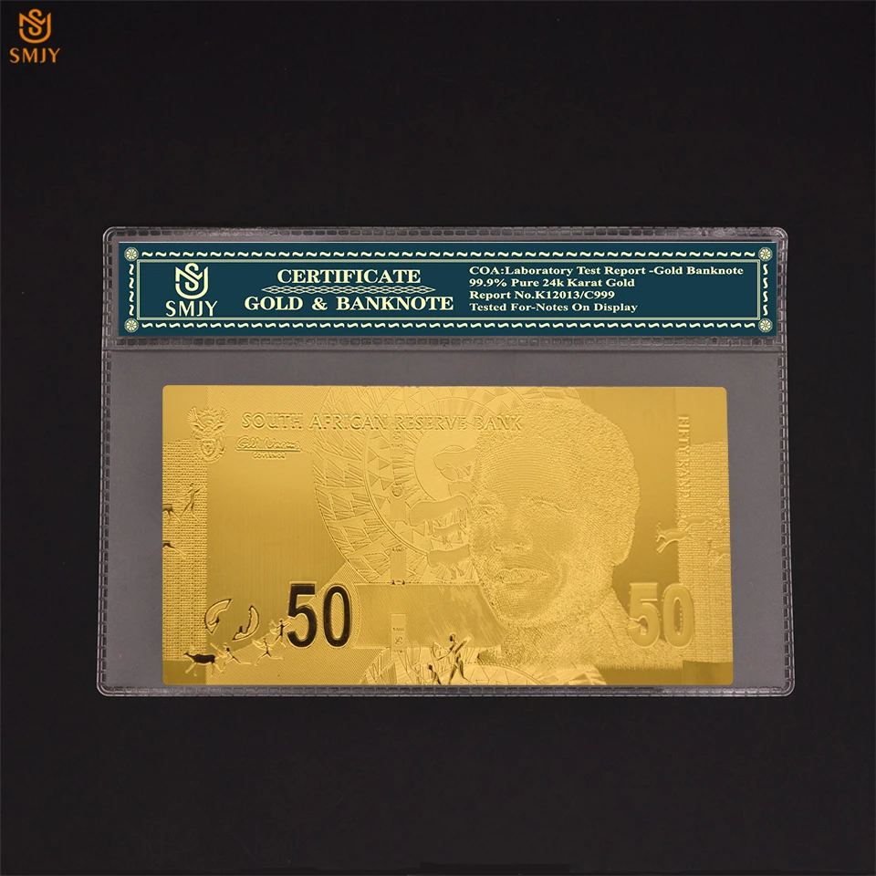 Лучшая цена для африканских золотых банкнот 2014 ЮАР 50 Rand реплика в 24K 99.9% золотые