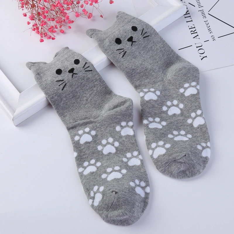 

Fashion 1pair 3 types women lovely 3D dogs Cat Animal Socks Autumn winter warm Cotton Girl's casual socks
