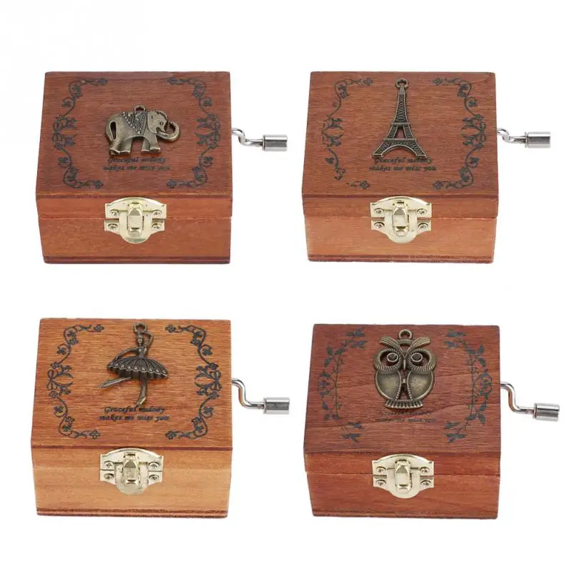 1 шт. деревянная рукоятка музыкальная шкатулка ручной механические классические
