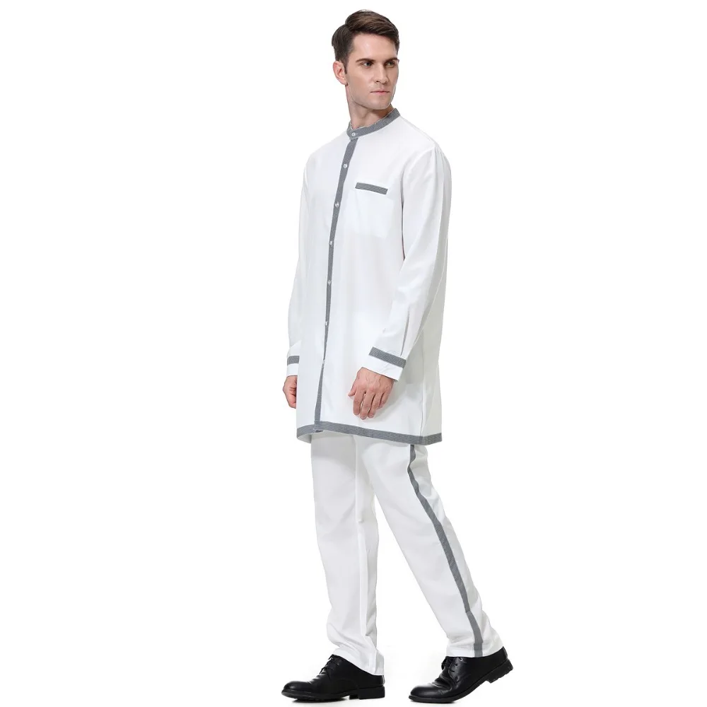 Мусульманские мужские комплекты одежды Jubba tobe Islamic Abaya Jilbab Moslem рубашка штаны