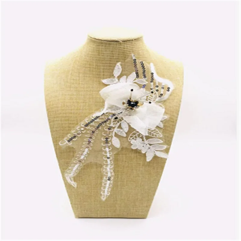 

Bow beaded color stereo lace flower bone rope sequin embroidery short-sleeved T-shirt jeans cloth patch