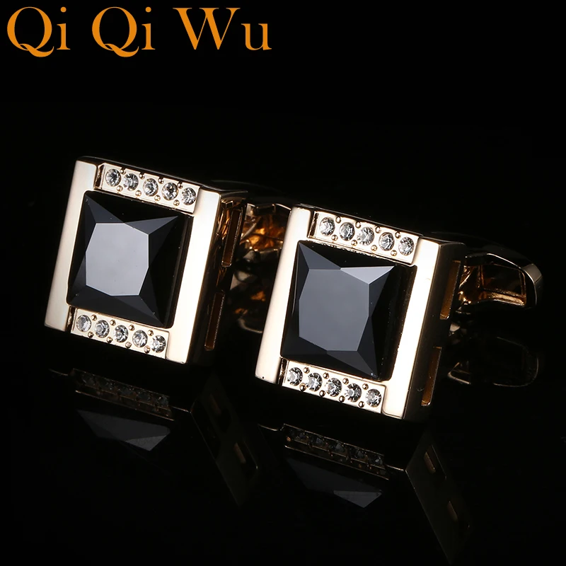 

New French Jewelry Shirt Wedding Cufflinks For Mens Brand Cuff Buttons Crystal Cuff link High Quality Black Abotoaduras