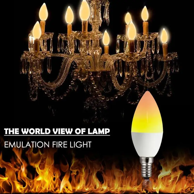 39 SMD 2835 Светодиодная лампа E14 3W эффект пламени эмуляция мерцающие лампы