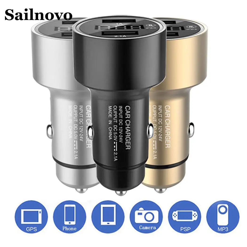 5 V 3 1 A Dual USB Автомобильное зарядное светодио дный устройство цифровой