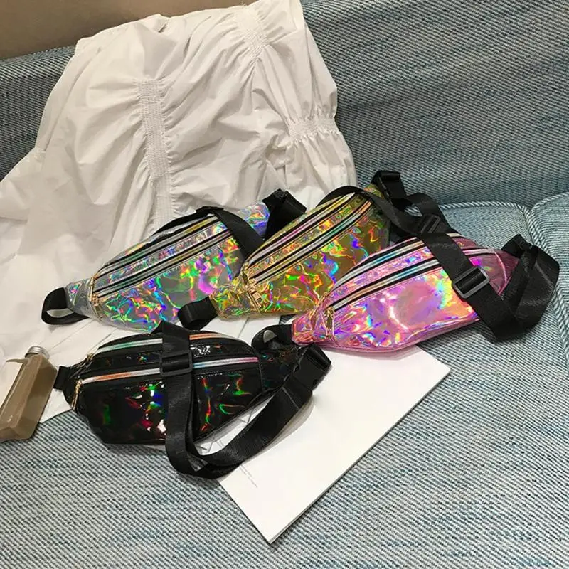 Сумка через плечо Fanny Packs Светоотражающая Лазерная Женская поясная сумка на