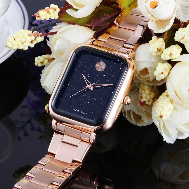 SKONE звездное небо часы женские reloj mujer квадратный браслет из нержавеющей стали