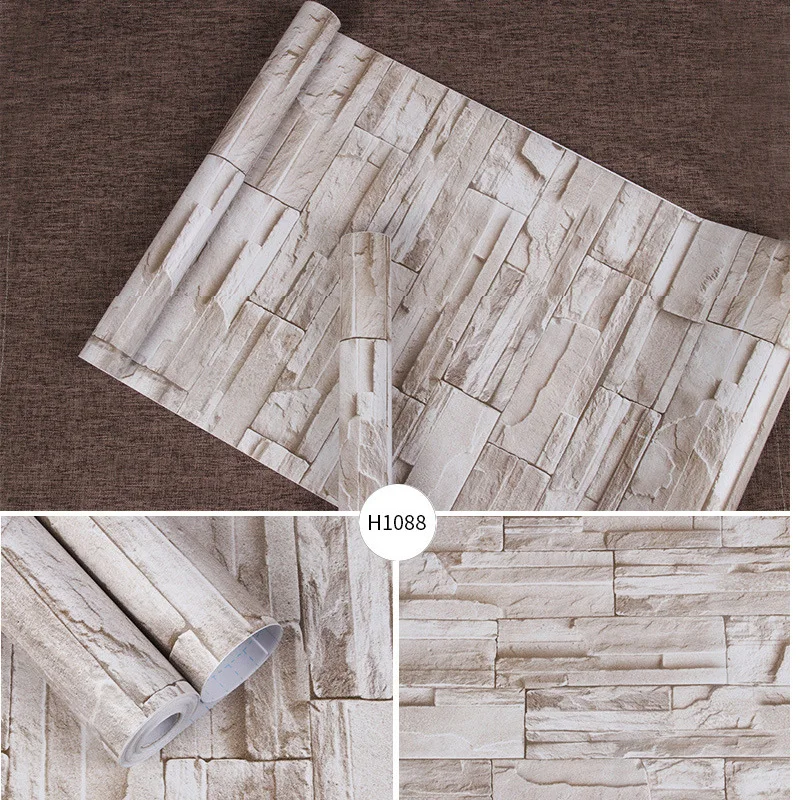 

10m Length Vintage Self Adhesive Brick Culture Stone Wallpaper Living Room Restaurant Thick Texture Pvc Waterproof Wallpapers