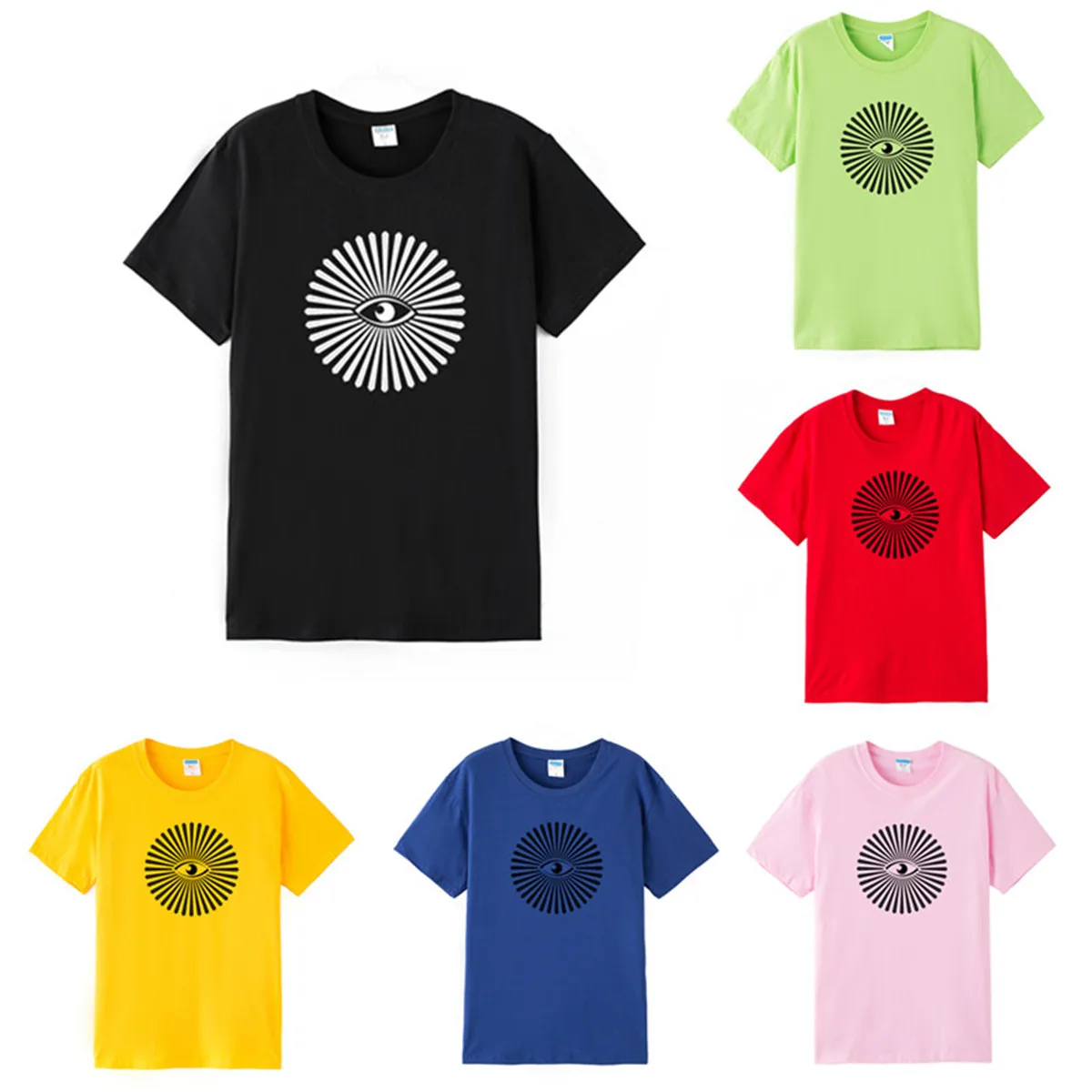 Fashion 3D Rotate Eyes Pattern Crew Neck Leisure Tops Men's Summer T-shirt Gift | Мужская одежда