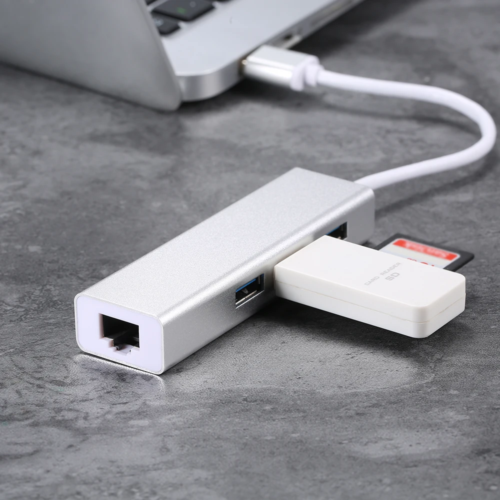 Адаптер для сетевой карты от Type C к Ethernet LAN RJ45 с концентратором USB3.0 3 портами Mac IOS
