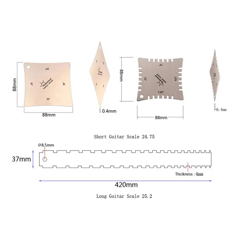 1 компл.. Прочный нержавеющая сталь R509 радиус измерительные приборы строка