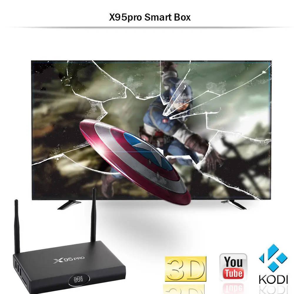 Высокое качество X95 pro Amlogic S905X 4 ядра iptv Android 6 0 BT4.0 приставка для ТВ смарт set top box