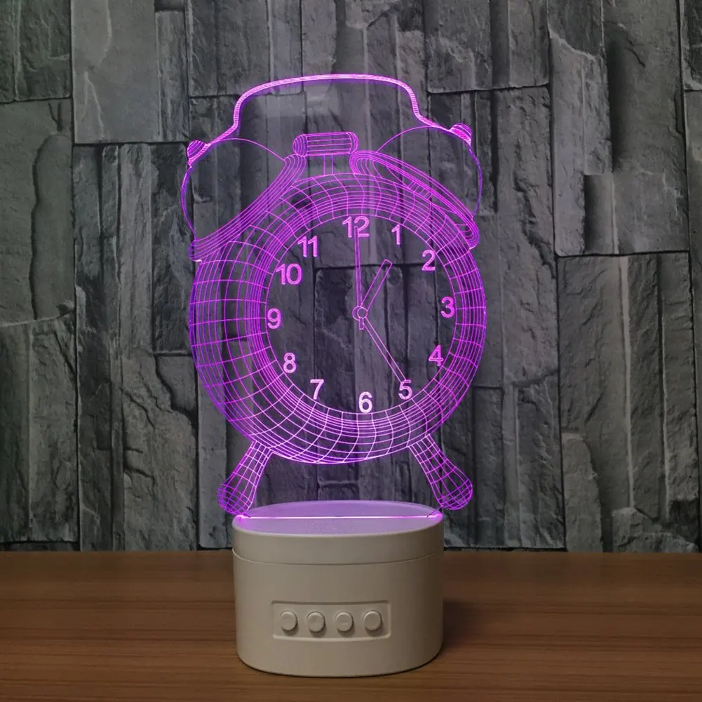 3D будильник Оптическая иллюзия Видимый ночник с Bluetooth динамик база Led Настольная