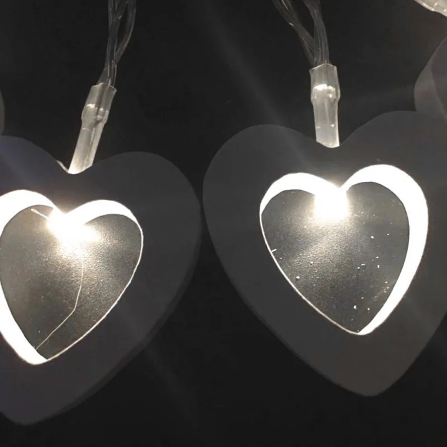 10 светодиодных деревянных гирлянд в форме сердца для внутреннего дня рождения
