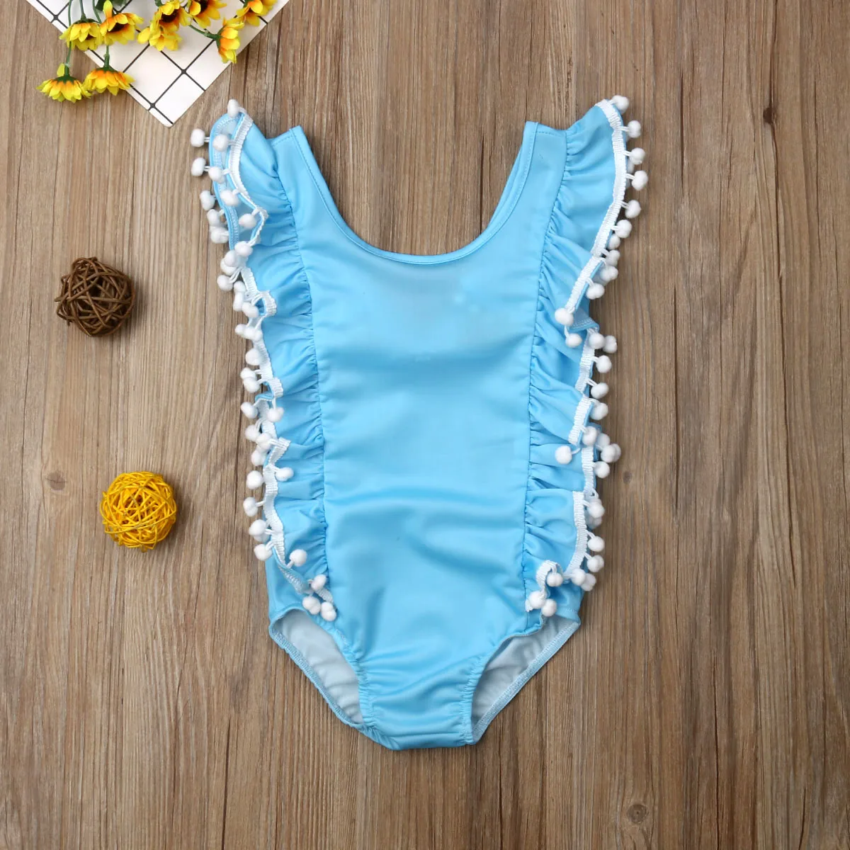 1-6Y Kids Girls Solid Tassels Swimwear Costume Bikini Swim Bathing Suit Summer Bodysuit One Piece Swimsuit | Детская одежда и