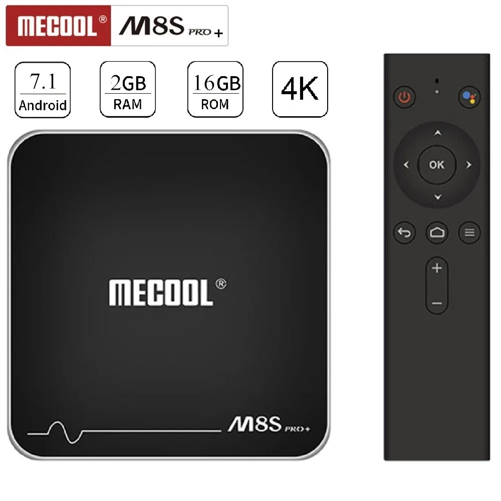 Умная ТВ приставка MECOOL M8S PRO + Android 7 1 с голосовым пультом Amlogic S905W 2 Гб 16 WiFi 100 Мбит/с