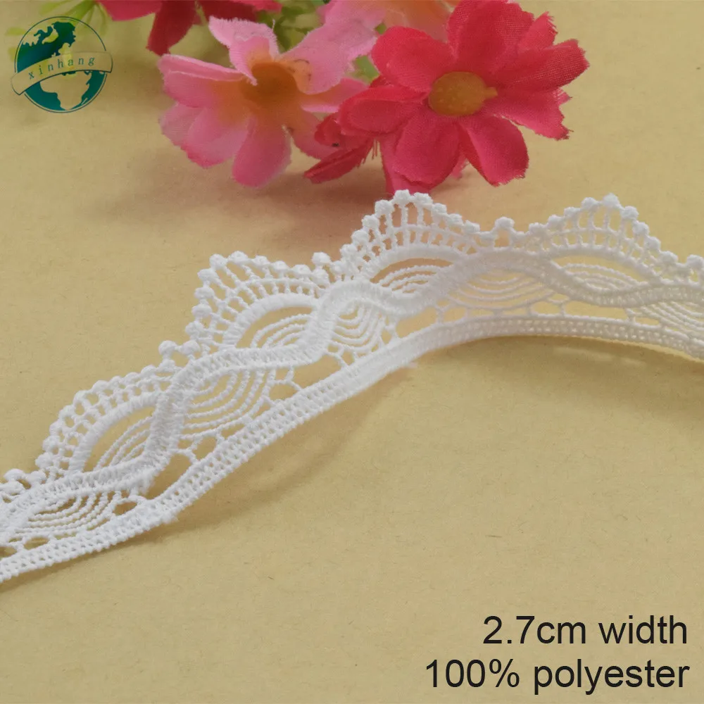 

10yards 2.7cm white polyester embroidery lace french lace ribbon fabric guipure diy trims warp knitting sewing Accessories#3805