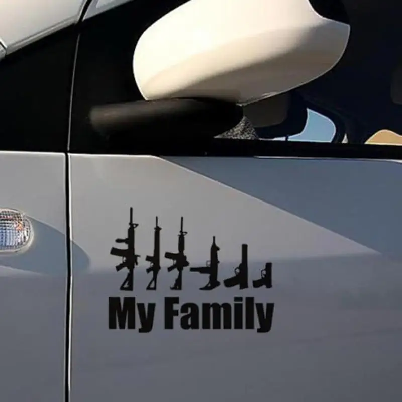 MY FAMILY Words Gun Car Sticker Reflective Window Vinyl Decals | Автомобили и мотоциклы